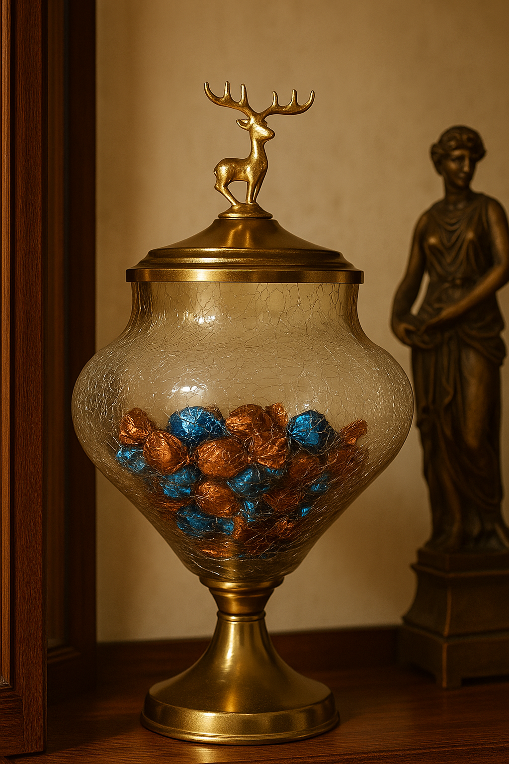 کندی آبگز با پایه طلایی و طراحی گوزن | خرید آنلاین از سورپرایز گالری