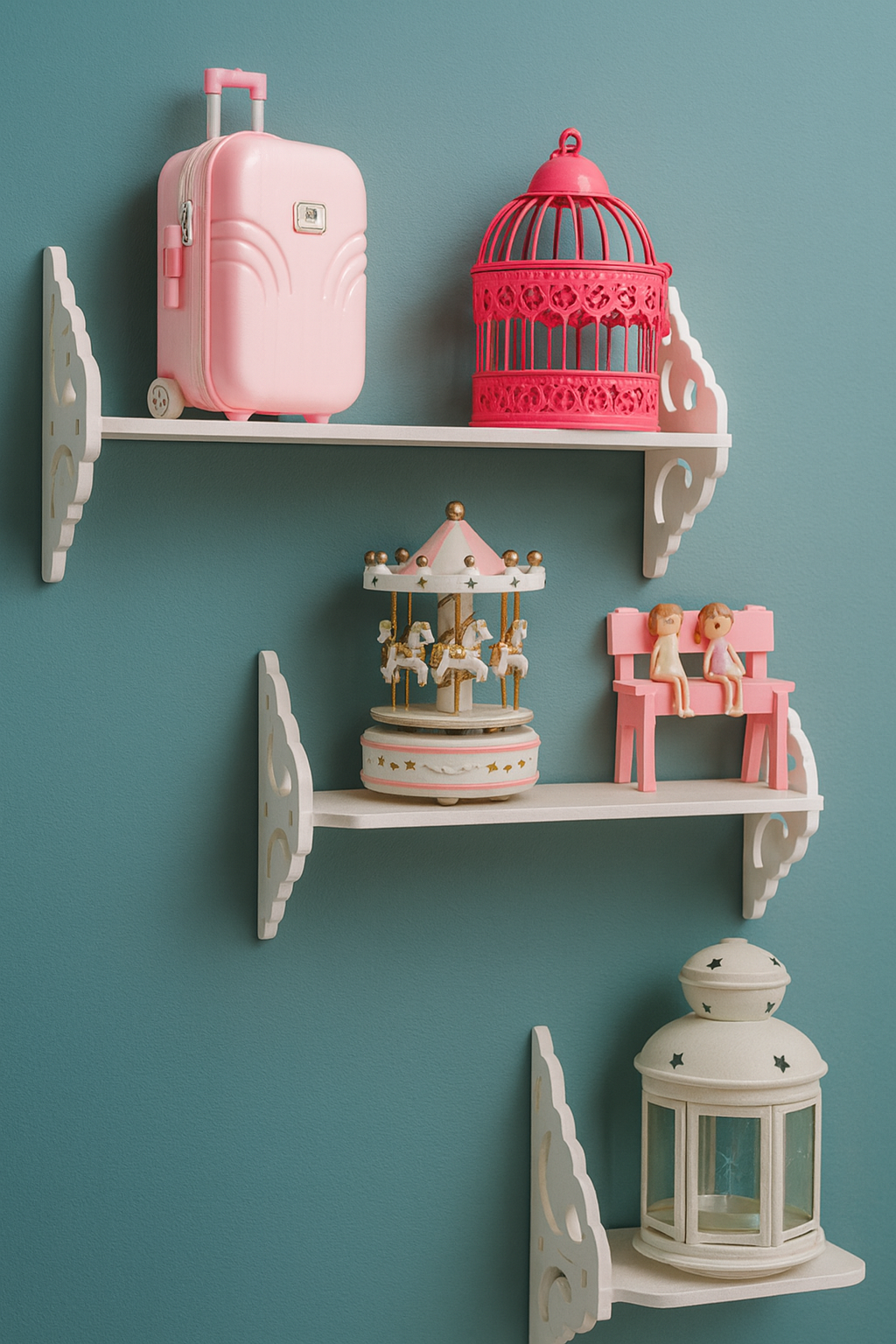 شلف دیواری سه‌تکه PVC طرح کلاسیک